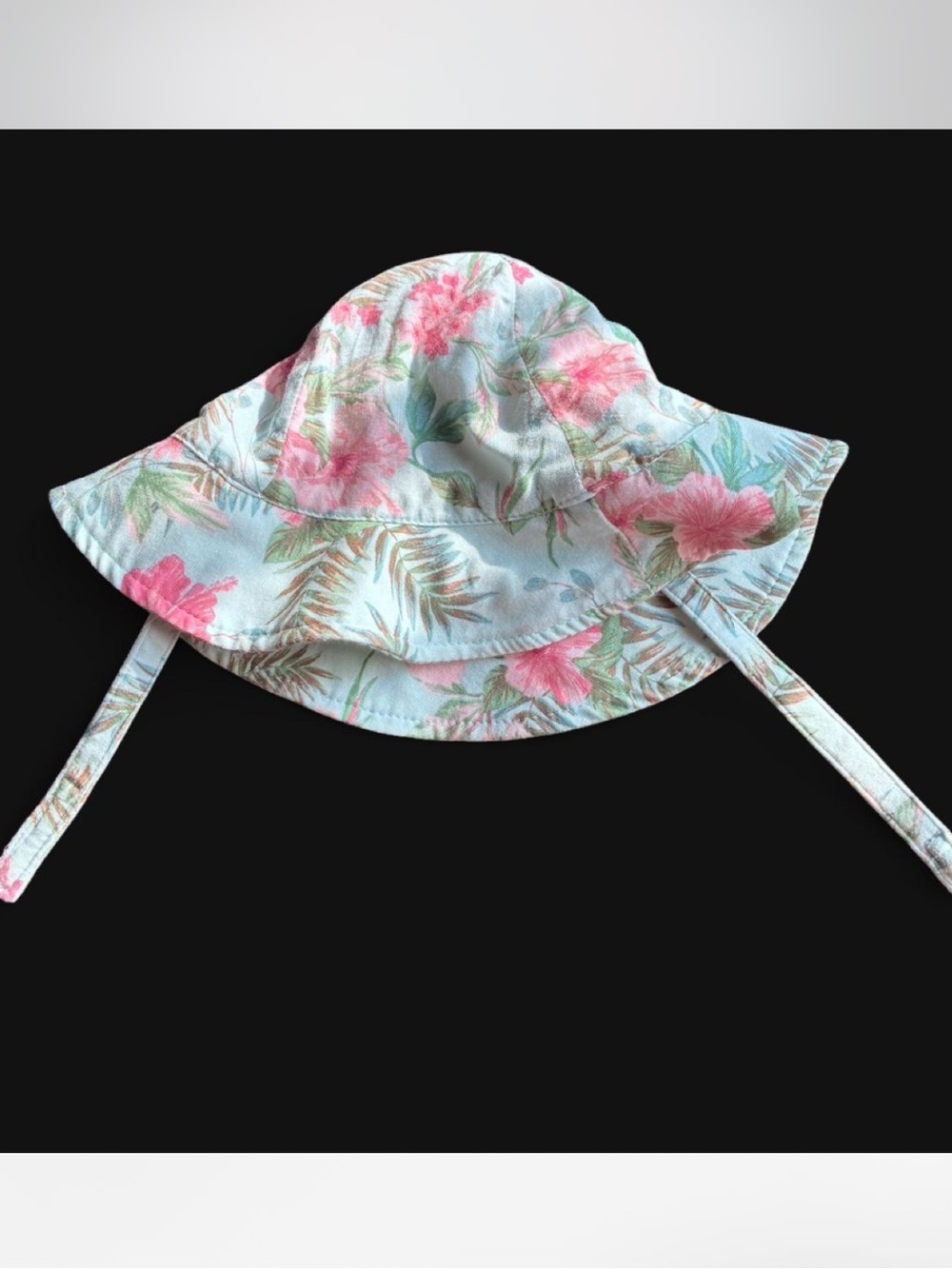 Angel Dear Mint Floral Bucket Hat with Pink Blossoms